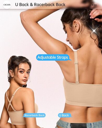 Oeak Womens Deep v Bras Wireless Black Bralettes للنساء مع دعم عارية XXL in Kuwait