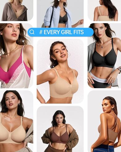 Oeak Womens Deep v Bras Wireless Black Bralettes للنساء مع دعم عارية XXL in Kuwait