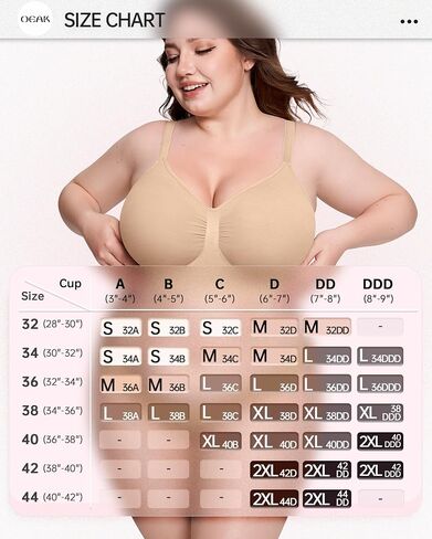 Oeak Womens Deep v Bras Wireless Black Bralettes للنساء مع دعم عارية XXL in Kuwait