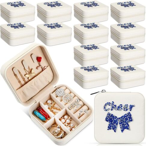 Tondiamo 12 PCS Cheer Bow Travel Jewelry Joledry Boys with Lid Bulk Small Jewelry Gift Case in Saudi Arabia