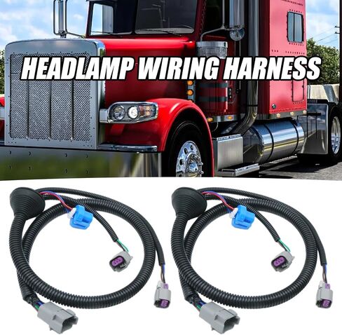 2 PCS 61A3002-0474 1-34267 تسخير الأسلاك المصابيح الأمامية ، استبدال Peterbilt 382 2007-2018 384 2007-2014 ، استبدال Peterbilt 386 2005-2015 387 1999-2010 in Saudi Arabia