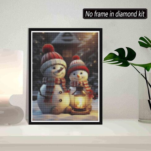 SKRYUIE 5D Snowman Diamond Painting Kits - DIY Diamond Art Kits for Adults Christmas, Full Round Drill - Crystal Cross Stitch - Adults Craft for Wall & Office Decor - 12x16 Inch z3 in Kuwait
