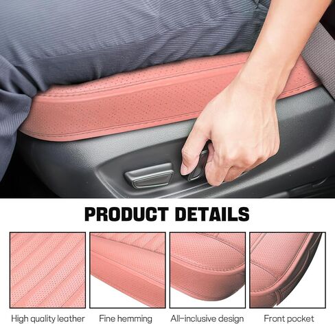 wuyaoyao Car Seat Bottom Cover, Anti-Slip Leather Car Front Seat Cushion Pad, Full Wrap Bottom Auto Seat Protector with Pocket, Universal Front Seat Cover Cushion Mat for Most Vehicles (Beige) in Saudi Arabia