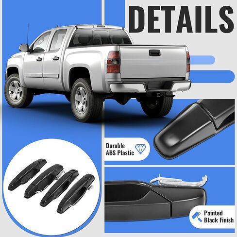 Kojem Exterior Door Handle 4pcs Compatible with 2007-2014 Chevy Chevrolet Avalanche Silverado 1500 2500 3500 Suburban Tahoe GMC Yukon XL Replacement for 15915129 20828243 15130835 Black ABS Plastic in Saudi Arabia