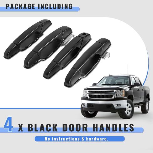 Kojem Exterior Door Handle 4pcs Compatible with 2007-2014 Chevy Chevrolet Avalanche Silverado 1500 2500 3500 Suburban Tahoe GMC Yukon XL Replacement for 15915129 20828243 15130835 Black ABS Plastic in Saudi Arabia