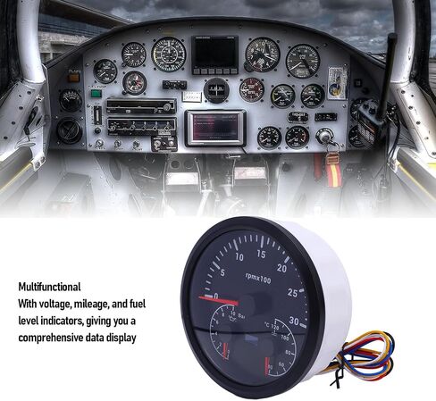 3 in 1 Electrical Tachometer Oil Pressure Gauge Water Temp Gauge 4 3/8in 3000RPM 0 to 10bar 40 to 120℃ 7 Colors Backlit for RV Yacht Truck (Black Dial Black Bezel) in Saudi Arabia