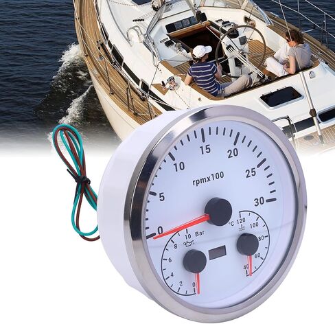 3 in 1 Electrical Tachometer Oil Pressure Gauge Water Temp Gauge 4 3/8in 3000RPM 0 to 10bar 40 to 120℃ 7 Colors Backlit for RV Yacht Truck (Black Dial Black Bezel) in Saudi Arabia
