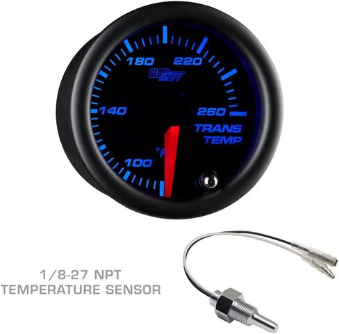 GlowShift Diesel Gauge Package Compatible with Ford Super Duty F-250 F-350 6.0L 7.3L Power Stroke 1999-2007 - Black 7 Color 60 PSI Boost & Transmission Temp Gauges - Tan Full Size Dual Pillar Pod in Saudi Arabia