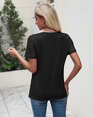 مذكرات القمصان القصيرة للسيدات الدانتيل دانتي 2025 ربيع الصيف قمم العطلة العصرية عملاء العمل غير الرسمي in Kuwait