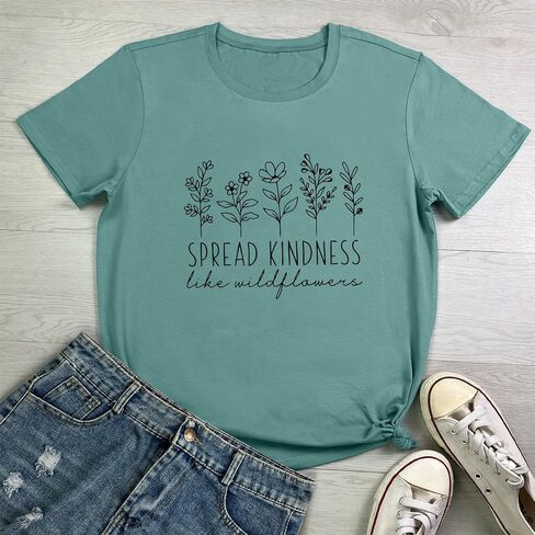 ROSEPARK Womens Graphic Tees Spread Kindness Cute T Shirts in Saudi Arabia