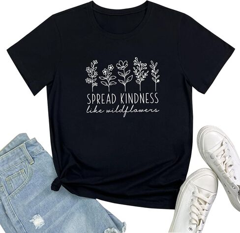 ROSEPARK Womens Graphic Tees Spread Kindness Cute T Shirts in Saudi Arabia