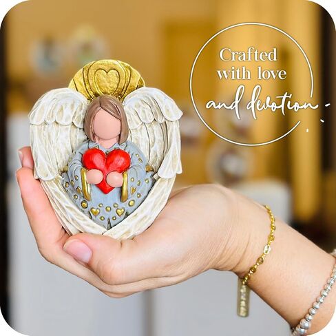 Angel of Love Sculpture, Decorative Figure, Sculpted Hand-Painted Figure, Angel Statue, Home Decor, Gift, Bolitas Series (Golden Heart) in Saudi Arabia