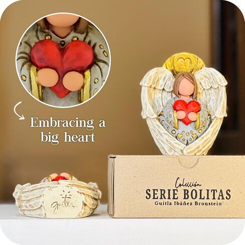 Angel of Love Sculpture, Decorative Figure, Sculpted Hand-Painted Figure, Angel Statue, Home Decor, Gift, Bolitas Series (Golden Heart) in Saudi Arabia