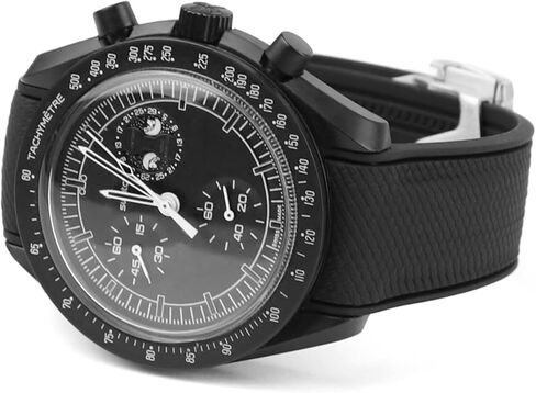 20mm Curved End Rubber Watch Band for Omega X Swatch,Omega Speedmaster moonwatch Folding Buckle Watch Strap Replacement Watchband No Gap Deployment Buckle Men Women Dustproof Washable in Kuwait