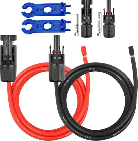 10 FT 10AWG Solar Panel Extension Cable,10 Gauge Extension Cord,5FT 10FT 20FT 30FT 50FT 100FT Solar Panel Wire with Extra Fair of Female and Male Connectors Solar Adapter for RV, Photovoltaic Systems in Kuwait