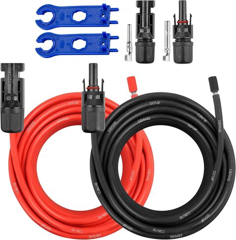 10 FT 10AWG Solar Panel Extension Cable,10 Gauge Extension Cord,5FT 10FT 20FT 30FT 50FT 100FT Solar Panel Wire with Extra Fair of Female and Male Connectors Solar Adapter for RV, Photovoltaic Systems in Kuwait