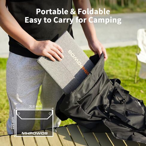 [Upgraded] MHPOWOS 40W Portable Solar Panel Charger with Triple Output (USB-C/USB-A/DC), 23% High-Efficiency & IP65 Water Resistant, Ultra-Compact Design for Backpack Camping Hiking Phone Power Bank in Saudi Arabia