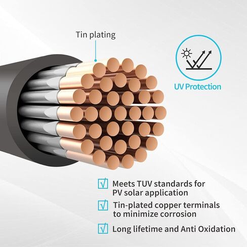 Renogy 8ft. 10 AWG Wire Copper Tray Cable - قم بتوصيل وحدة تحكم الشحن والبطارية والأسود in Kuwait