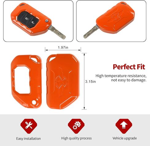 حامي Cey Fob Cover Case Protector لجيب Wrangler JL JLU Gladiator JT 2018-2025 (Orange) in Kuwait
