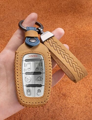 مفتاح Cover Cover Leather Case Case-keykain fob حامل متوافق مع Chrysler Voyager Pacifica Touring Limited 2017-2024 (CRL-Blue) in Kuwait