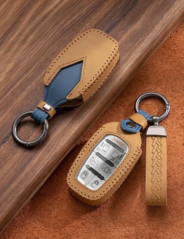 مفتاح Cover Cover Leather Case Case-keykain fob حامل متوافق مع Chrysler Voyager Pacifica Touring Limited 2017-2024 (CRL-Blue) in Kuwait