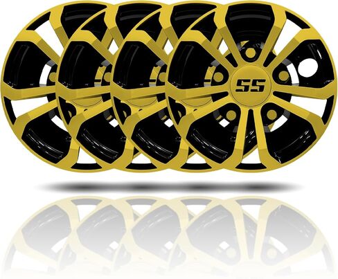 Golf Cart SS Wheel Covers Hub Caps for EZGO Club Car Yamaha, 8 inch Golf Cart Hub Caps, Set of 4 Wheel Covers, Black and Silver in Saudi Arabia
