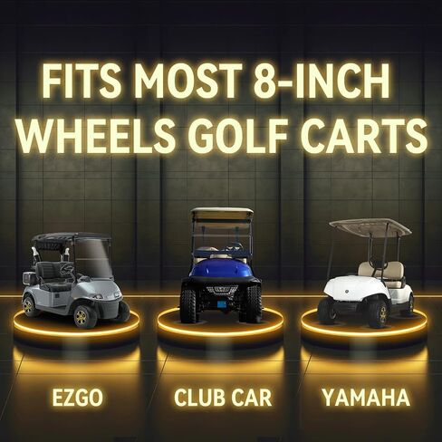 Golf Cart SS Wheel Covers Hub Caps for EZGO Club Car Yamaha, 8 inch Golf Cart Hub Caps, Set of 4 Wheel Covers, Black and Silver in Saudi Arabia