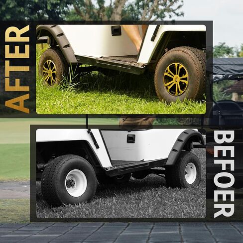 Golf Cart SS Wheel Covers Hub Caps for EZGO Club Car Yamaha, 8 inch Golf Cart Hub Caps, Set of 4 Wheel Covers, Black and Silver in Saudi Arabia