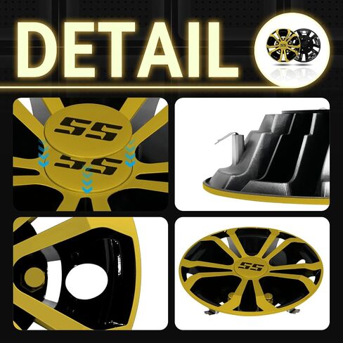 Golf Cart SS Wheel Covers Hub Caps for EZGO Club Car Yamaha, 8 inch Golf Cart Hub Caps, Set of 4 Wheel Covers, Black and Silver in Saudi Arabia