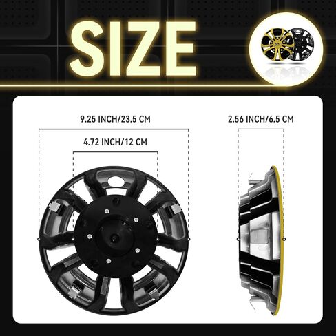 Golf Cart SS Wheel Covers Hub Caps for EZGO Club Car Yamaha, 8 inch Golf Cart Hub Caps, Set of 4 Wheel Covers, Black and Silver in Saudi Arabia