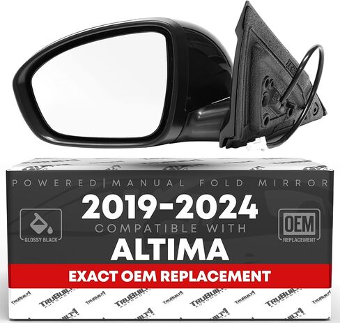 استبدال مرآة سائق جانب السائق - متوافق مع 2019-2024 نيسان ألتيما - تعديل يعمل بالطاقة ، طية يدوي ، زجاج مسطح - أسود ناعم ، 8H3P - OEM 963026CA0A ، 963746CA9A ، NI1320311 in Saudi Arabia