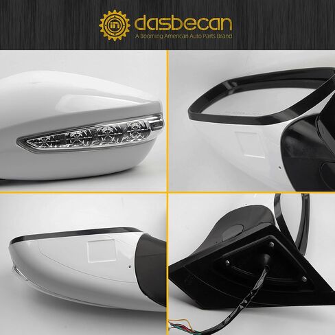 Dasbecan 7pin مرآة الباب الأيسر المتوافق مع 2011-2014 Hyundai Sonata سائق السائق مع طي يدوي ، وتسخين ، والزجاج الطاقة ، ودوره استبدال# HY1320168 87610-3Q110 أبيض in Kuwait