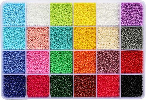 2mm Round Size Almost Uniform Glass Seed Beads About 20000pcs Rainbow Colors Seed Beads 12/0 Glass Crystal Seed Beads for Jewelry Making (About 850pcs/Color, 24 Colors) in Kuwait