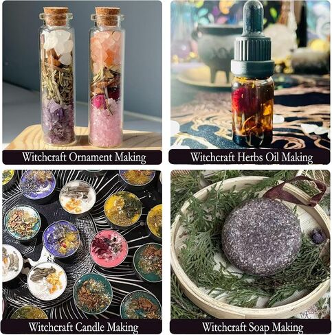 Witchcraft Supplies with Crystal Balls, Wiccan Supplies and Tools for Altar Wicca, Apothecary Starter Kit, Witch Kit for Beginner and Professionals, Include 48 Dried Herbs for Witch Craft (Basic Kit) in Saudi Arabia