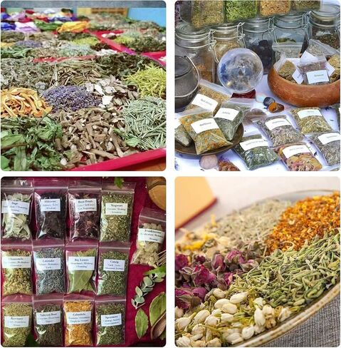 Witchcraft Supplies with Crystal Balls, Wiccan Supplies and Tools for Altar Wicca, Apothecary Starter Kit, Witch Kit for Beginner and Professionals, Include 48 Dried Herbs for Witch Craft (Basic Kit) in Saudi Arabia