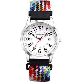 Lancardo Braided Elastic Strap Watch: Analog Quartz Adjustable Stretch Band Arabic 24-Hour Large Dial Casual Sport Wristwatch for Men Women Easy-to-Read in Saudi Arabia