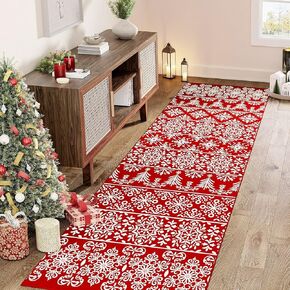 Red Runner Brug 2x8 عيد الميلاد ممر السجاد الثلج الثلجي قابلة للغسل سجاد عيد الميلاد ديكور العطلات in Kuwait
