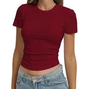 النساء الأساسيات غير الرسمية tirts Top Y2K محصول قمم عصرية ضيقة Tshirts Tee Slim Fit Cloths in Saudi Arabia