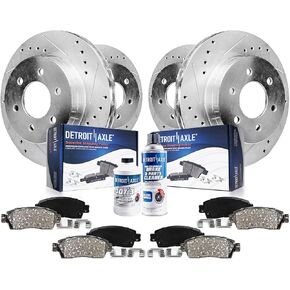 Detroit Axle - Brake Kit for 07-09 Ford Expedition Lincoln Navigator Drilled & Slotted Disc Brake Rotors 2007 2008 2009 Ceramic Brakes Pads Front & Rear Replacement in Saudi Arabia
