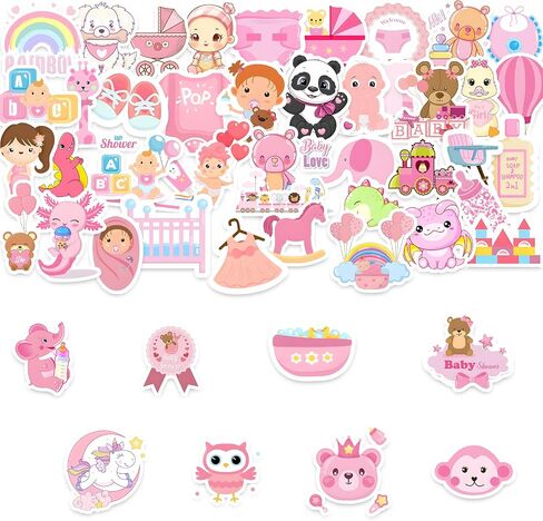 Baby Boy Shower Stickers for Scrapbooking, 50pcs Baby Scrapbook Supplies Stickers Newborn Baby Album Waterproof Vinyl Bluk Sticker for Water Bottles Laptop Decorating Planning Scrapbooking in Saudi Arabia
