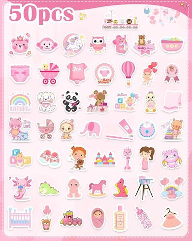 Baby Boy Shower Stickers for Scrapbooking, 50pcs Baby Scrapbook Supplies Stickers Newborn Baby Album Waterproof Vinyl Bluk Sticker for Water Bottles Laptop Decorating Planning Scrapbooking in Saudi Arabia