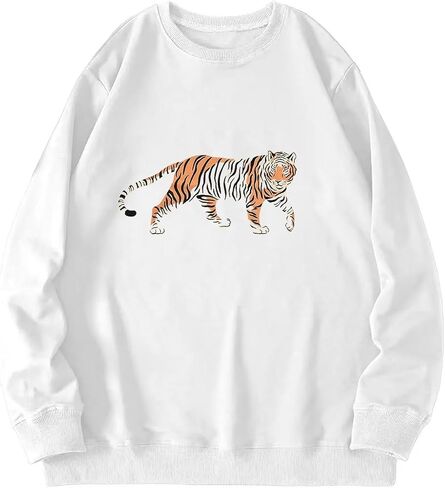 Tiger Sweatshirt Women Vintage Leopard Tiger Graphic Pullovers Animal Lover Long Sleeve Top Fall Casual Crewneck Shirt in Saudi Arabia