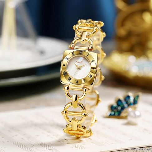 Gosasa Women's Fashion Fashion Watch Square Gold Quartz Watch منحوتة شعار الرومانية الشعار الشعار مراقبة الكوارتز عتيقة in Kuwait