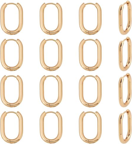 UNICRAFTALE 6 Pairs 2 Colors Stainless Steel Huggie Hoop Earrings 16.5mm Gold Oval Endless Hoop Huggie Sleeper Piercing Earrings for DIY Jewelry Making in Saudi Arabia