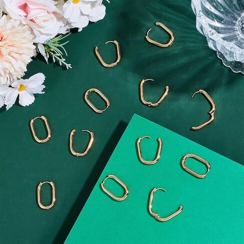 UNICRAFTALE 6 Pairs 2 Colors Stainless Steel Huggie Hoop Earrings 16.5mm Gold Oval Endless Hoop Huggie Sleeper Piercing Earrings for DIY Jewelry Making in Saudi Arabia
