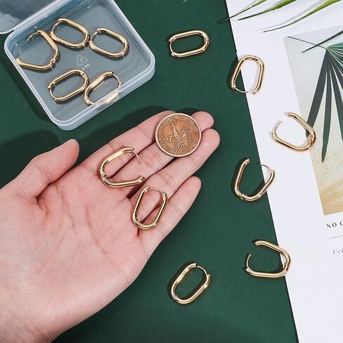 UNICRAFTALE 6 Pairs 2 Colors Stainless Steel Huggie Hoop Earrings 16.5mm Gold Oval Endless Hoop Huggie Sleeper Piercing Earrings for DIY Jewelry Making in Saudi Arabia