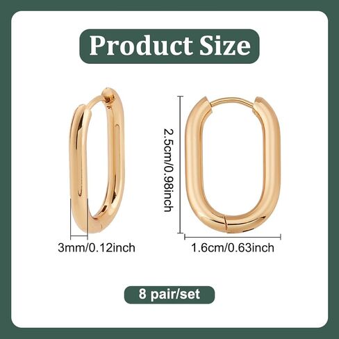 UNICRAFTALE 6 Pairs 2 Colors Stainless Steel Huggie Hoop Earrings 16.5mm Gold Oval Endless Hoop Huggie Sleeper Piercing Earrings for DIY Jewelry Making in Saudi Arabia