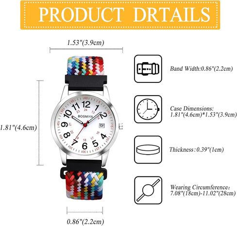 Lancardo Braided Elastic Strap Watch: Analog Quartz Adjustable Stretch Band Arabic 24-Hour Large Dial Casual Sport Wristwatch for Men Women Easy-to-Read in Saudi Arabia