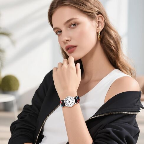 Lancardo Braided Elastic Strap Watch: Analog Quartz Adjustable Stretch Band Arabic 24-Hour Large Dial Casual Sport Wristwatch for Men Women Easy-to-Read in Saudi Arabia