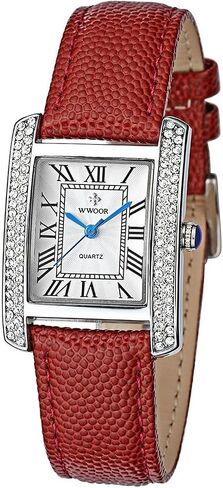 Carlien Luxury Square Dress Ladies Quartz Watch for Women Roman Dial Diamond Leather Strap Wrist Watch in Saudi Arabia